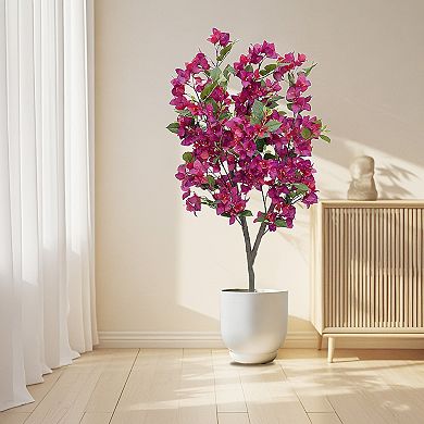 4FT Artificial Bougainvillea Tree Faux Flower Tree in Pot for Home or Office