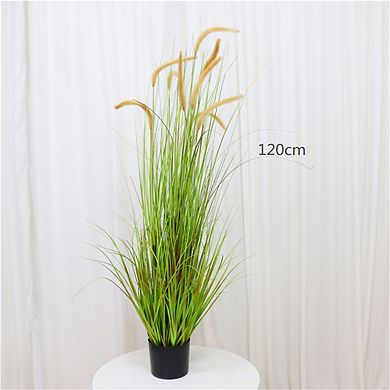 2PCS 4FT Artificial Grass Plants Tall Faux Indoor Outdoor Plant with Pot