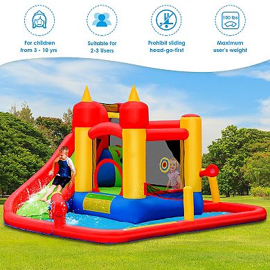 Costway Inflatable Water Slide Jumping Bounce House Bouncy Splash Pool
