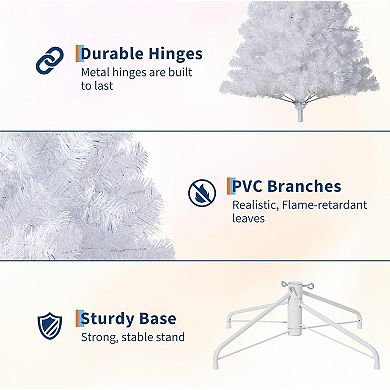 7.5FT White Christmas Tree 150 Dual-Color LEDs 288 Branch Tips Metal Stand