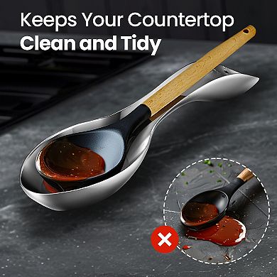 Break-Proof Kitchen Spoon Rest Premium Stainless Steel Holder for Stove Top & Counter, Heavy-Duty