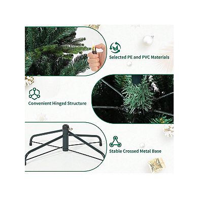 Small Christmas Tree with Base 7-Fork Spruce Tips Artificial Spruce