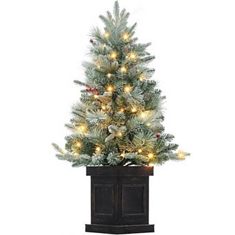 3FT Pre-Lit Xmas Christmas Tree 78 Battery LEDs Square Base