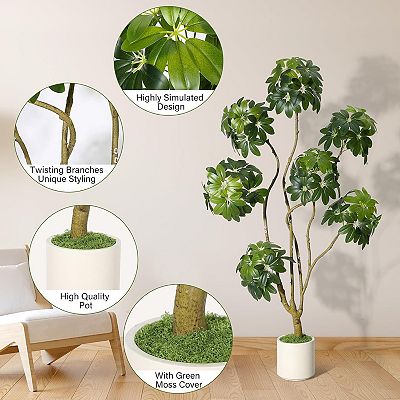 fake fiddle leaf fig plant Kate and Laurel Fidmont Faux Fiddle Fig Tree - 6ft main image 1