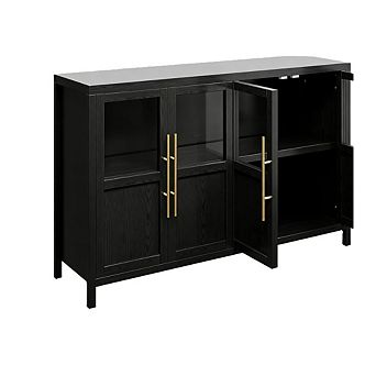 Sideboard Buffet with 4 Glass Doors, Coffee & Wine Bar for Dining/Living Room