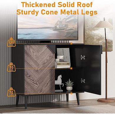 Modern Storage Cabinet with Shelves & Doors for Living Room & Dining Room