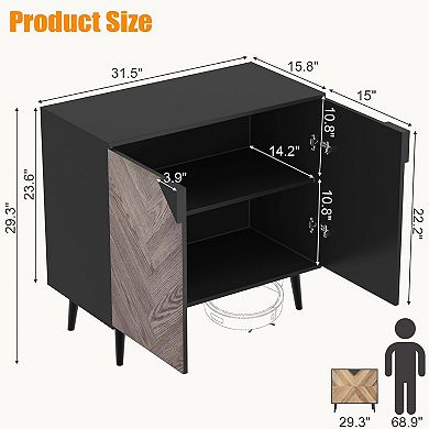 Modern Storage Cabinet with Shelves & Doors for Living Room & Dining Room
