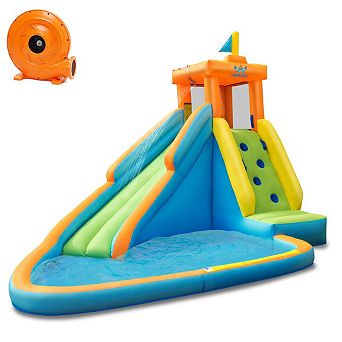 Costway Kids Bounce House Castle Splash Water Pool with 740W Blower
