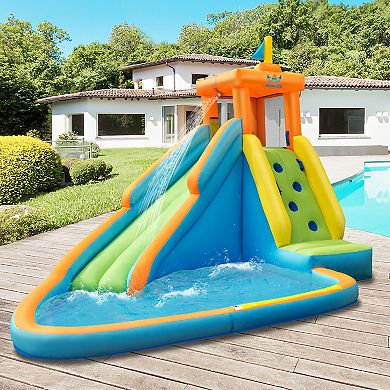 Costway Kids Bounce House Castle Splash Water Pool with 740W Blower