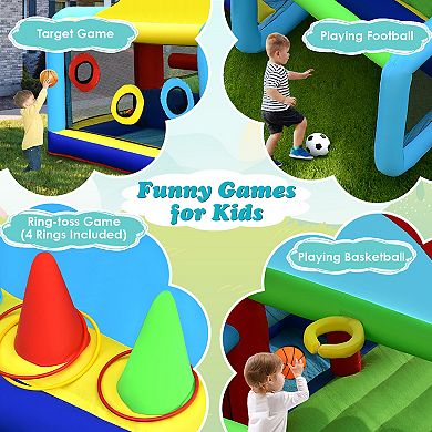 Costway Inflatable Bounce House Kids Bouncy Jumping Castle w/ Dual Slides & 480W Blower