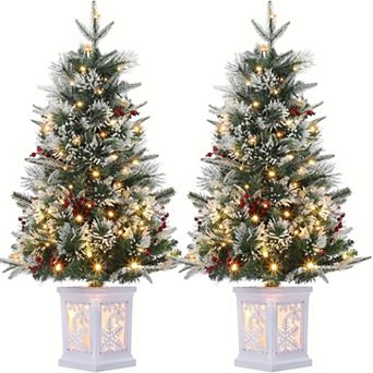 3FT Mini Christmas Tree 2 Pack Pre-Lit Artificial Tree 78 Warm Lights