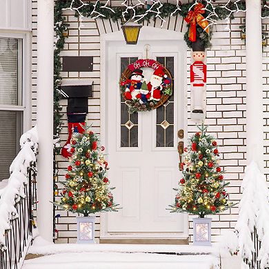 3FT Mini Christmas Tree 2 Pack Pre-Lit Artificial Tree 78 Warm Lights