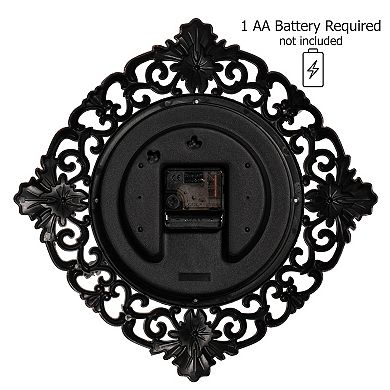 Clockswise 11" Classic Round Decorative Hanging Wall Clock with Ornate Floral Scroll Frame