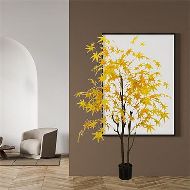 4FT Autumn Maple Artificial Fall Tree Faux Yellow Maple Silk Tree for Home Decor