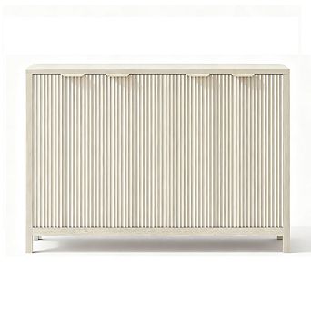 Fluted Sideboard Buffet with Adjustable Shelves & Spike Feet for Kitchen/Living Room