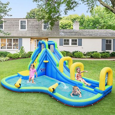 Costway Inflatable Water Slide Kids Bounce House Castle Splash Water Pool with 680W Blower