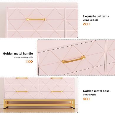 Wooden TV Stand with Drawers, Modern Entertainment Center for Bedroom & Living Room