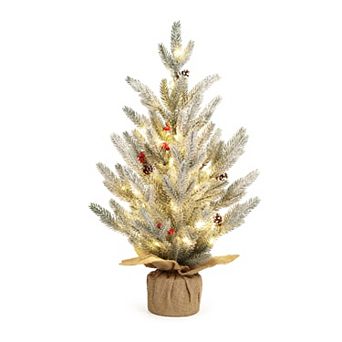 24 Inch Small Prelit Christmas Tree 2FT Table Top Xmas Mini Tree