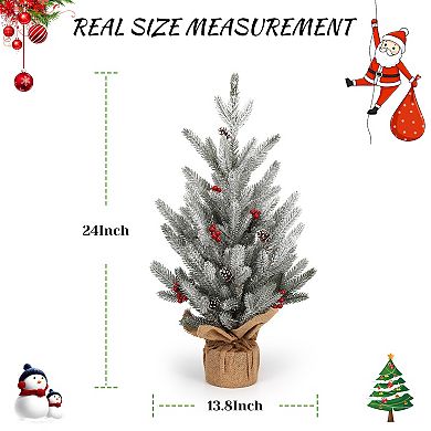 24 Inch Small Prelit Christmas Tree 2FT Table Top Xmas Mini Tree