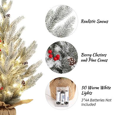 24 Inch Small Prelit Christmas Tree 2FT Table Top Xmas Mini Tree