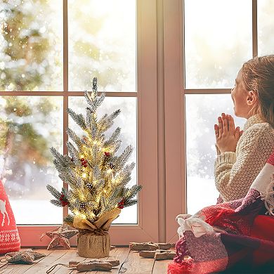 24 Inch Small Prelit Christmas Tree 2FT Table Top Xmas Mini Tree