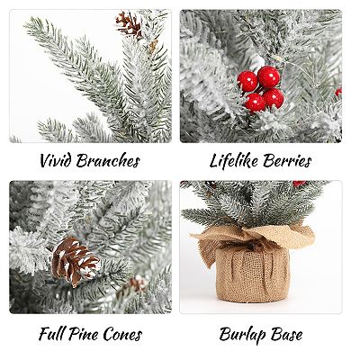 24 Inch Small Prelit Christmas Tree 2FT Table Top Xmas Mini Tree