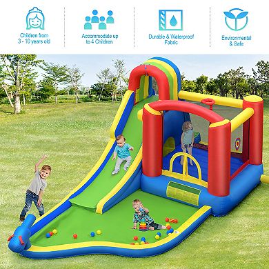 Costway Inflatable Kid Bounce House Slide Climbing Splash Pool Jumping Castle Without Blower