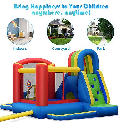 Costway Inflatable Kid Bounce House Slide Climbing Splash Pool Jumping Castle Without Blower