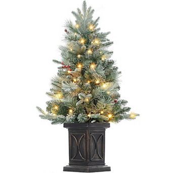 3FT Christmas Tree Pre-Lit Artificial Tree with Arc Brown Base 78 LEDs