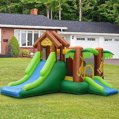 Costway Kids Inflatable Jungle Bounce House Dual Slide Jumping Castle Bouncer