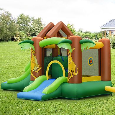 Costway Kids Inflatable Jungle Bounce House Dual Slide Jumping Castle Bouncer