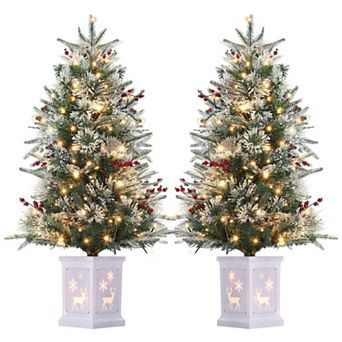 3FT Mini Christmas Tree 2 Pack Pre-Lit Artificial Tree 78 Warm Lights