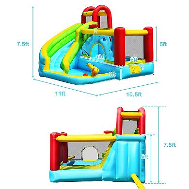 Costway Inflatable Kids Water Slide Jumper Bounce House Splash Water Pool with 550W Blower