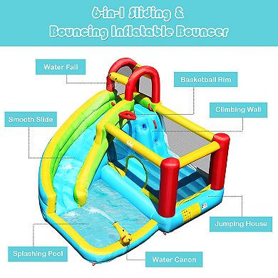 Costway Inflatable Kids Water Slide Jumper Bounce House Splash Water Pool with 550W Blower