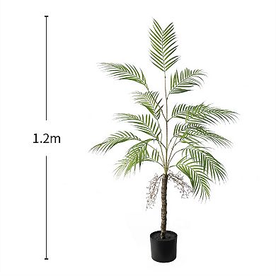 Artificial Palm Tree Decorative in Pot with Natural Trunks Real Touch Leaves