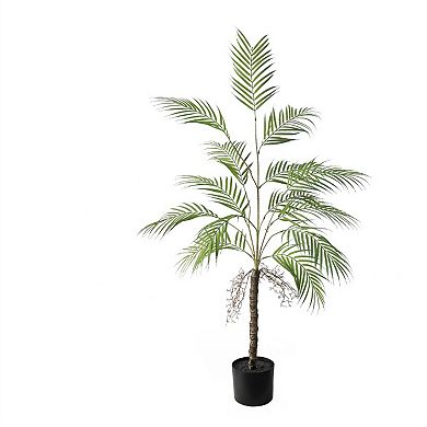 Artificial Palm Tree Decorative in Pot with Natural Trunks Real Touch Leaves