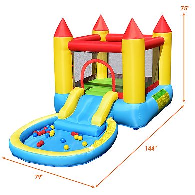 Costway Inflatable Bounce House Kids Slide Jumping Castle Pool with Balls & Bag