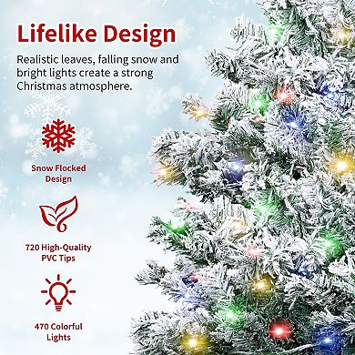 6.5FT Pre-Lit Snow Flocked Christmas Tree