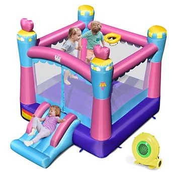 Costway Inflatable Bounce House 3-in-1 Princess Theme Inflatable Castle w/ 480W Blower