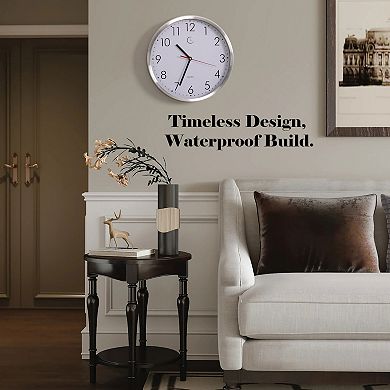 Clockswise 12" Waterproof Aluminum Wall Clock Battery Operated Quartz Movement Weather Resistant
