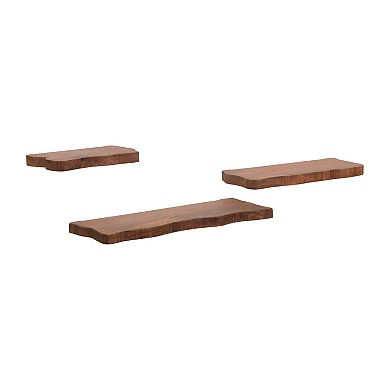 Sagebrook Home's Set Of 3 Warm Brown Mango Wood Floating Shelves Fashionable Wall Storage