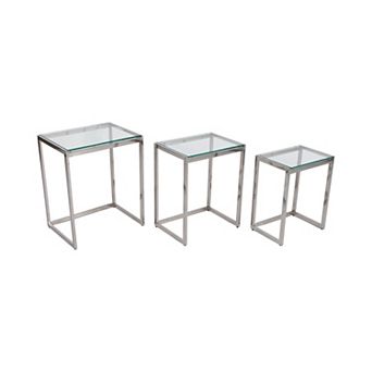 16/18/20 in Silver Round Steel Nesting End Tables (Set of 3)