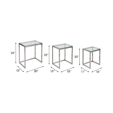 16/18/20 in. Silver Round Steel Nesting End Tables (Set of 3)