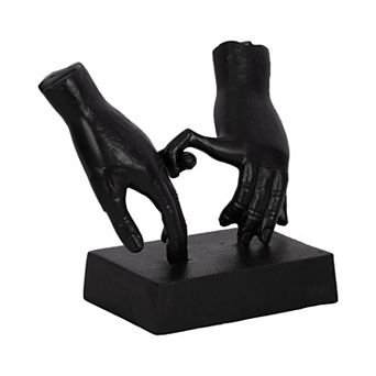Sculpture Metal Aluminum Interlocking Hand Gesture - Modern Decor for Home and Office - 11" Black