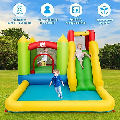 Costway Inflatable Bounce House Water Slide Jump Bouncer Climbing Wall Splash Pool Blower Excluded