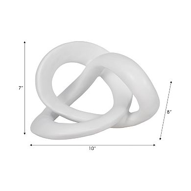 Decorative Polyresin Sculptural Knot - Glam Accent for Home Office Living Room Bedroom - 7" White