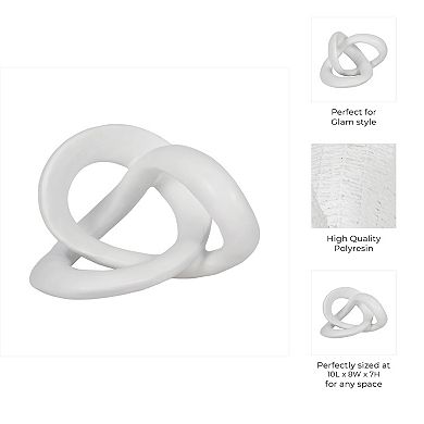 Decorative Polyresin Sculptural Knot - Glam Accent for Home Office Living Room Bedroom - 7" White