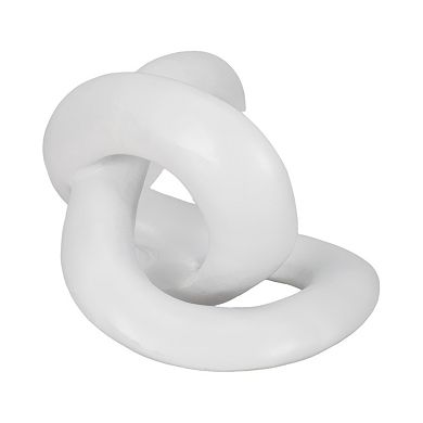 Decorative Polyresin Sculptural Knot - Glam Accent for Home Office Living Room Bedroom - 7" White