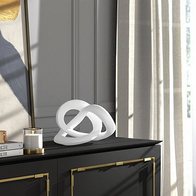 Decorative Polyresin Sculptural Knot - Glam Accent for Home Office Living Room Bedroom - 7" White