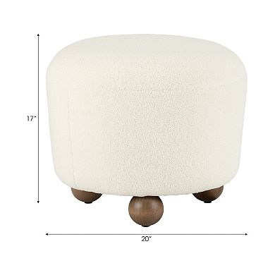 Sagebrook Home Chic Rubber Wood Round Ottoman With Non-woven Fabric